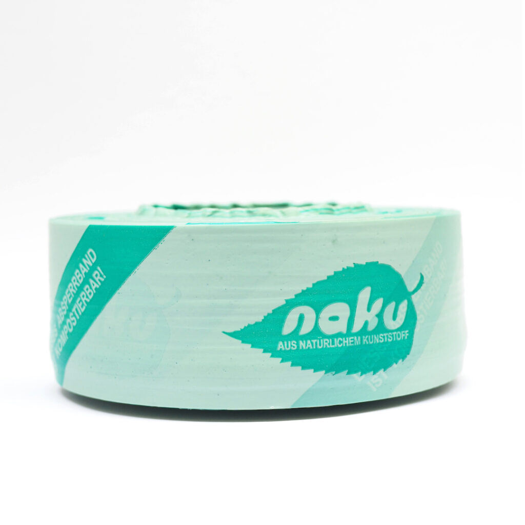 NaKu barrier tape made of bioplastic. 100% biodegradable.