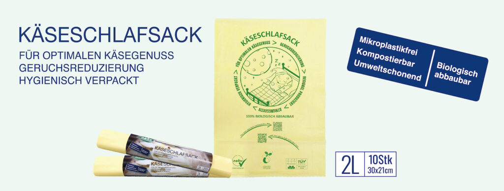 Der neue NaKu Käseschlafsack. Der Käsebeutel zur optimalen Lagerung von Käse. Erhält das Aroma und die Frische von Käse.