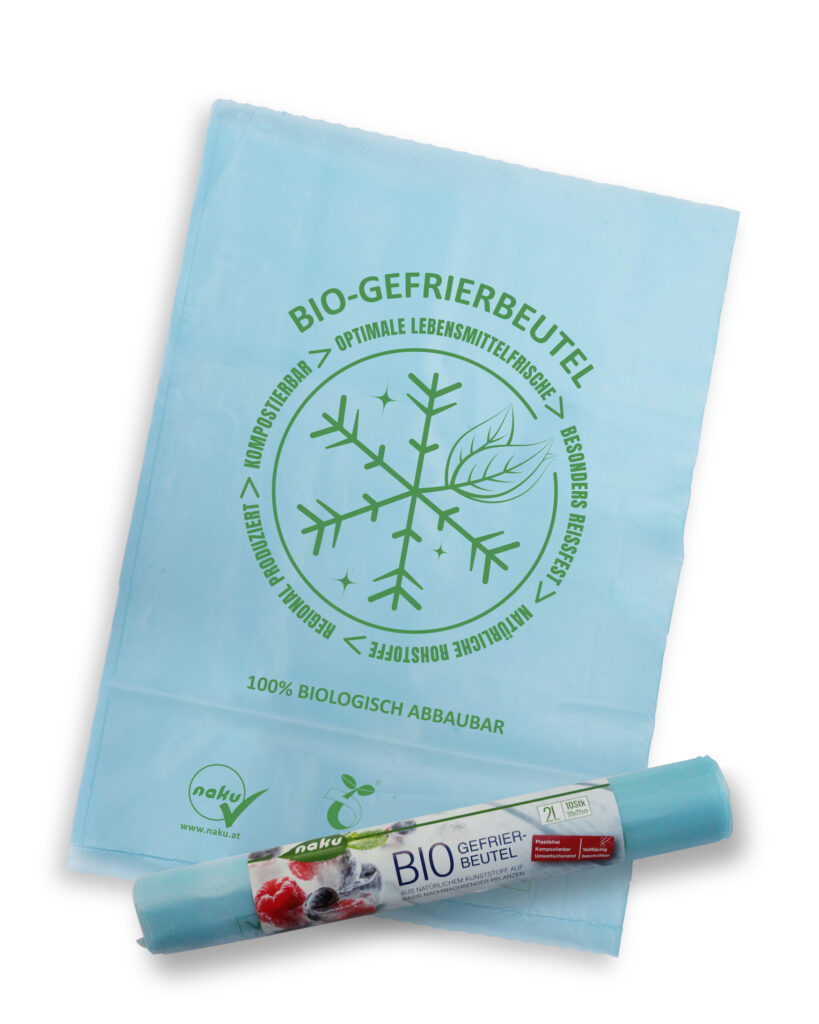 NaKu organic freezer bags made from bioplastics. Compostable & recyclable.