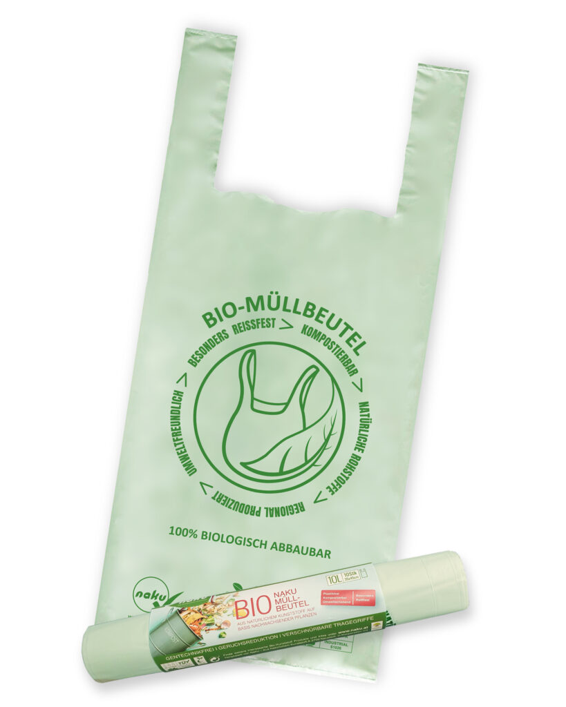 NaKu organic waste bags made of bioplastic. Compostable & recyclable.