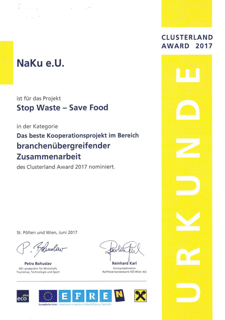 NaKu Clusterland Award 2017 Stop Waste - Save Food