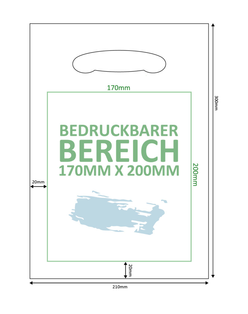 Druckbereich Bio-Grifflochtragetasche