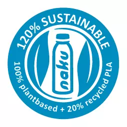 Zu 120% nachhaltig. Die NaKu PLA-Flasche mit rPLA. Zu 120% nachhaltig. Die NaKu PLA-Flasche mit rPLA.