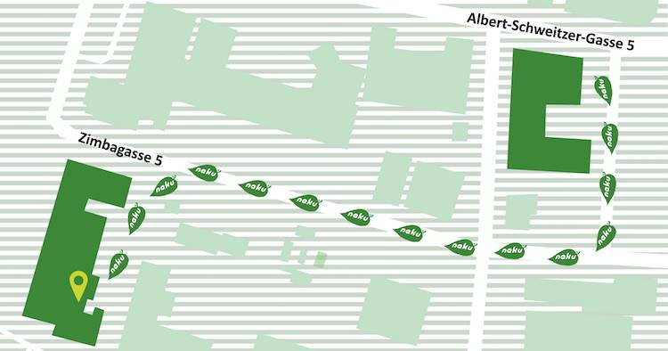 For your orientation: The path from the “old” NaKu office to the new NaKu office