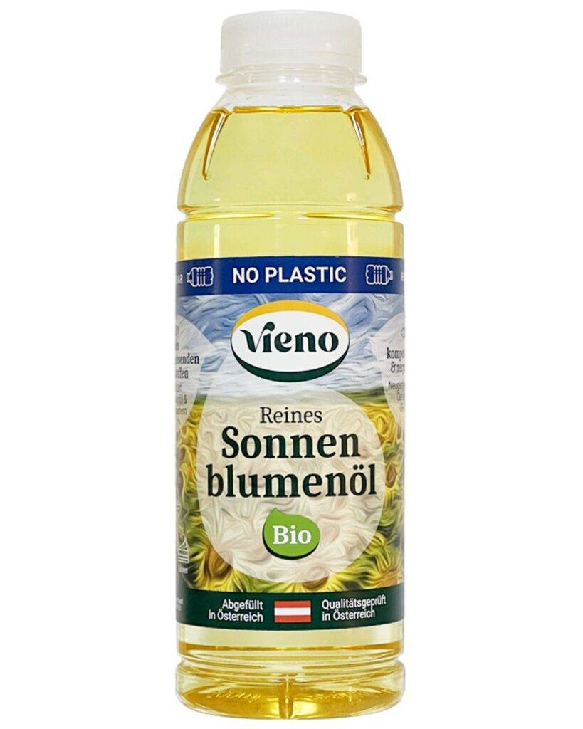 Vieno Bio-Sonnenblumenöl in der No-Plastic-Flasche