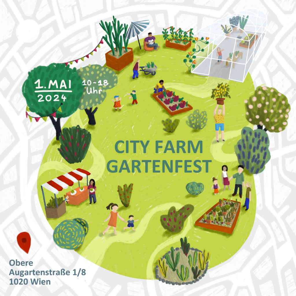 Das Gartenfest der City Farm Augarten findet am 1. Mai 2024 statt.