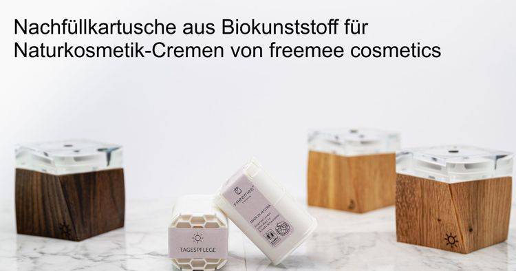 Nachfüllkartusche aus Biokunststoff für die Naturkosmetik von freemee cosmetics.