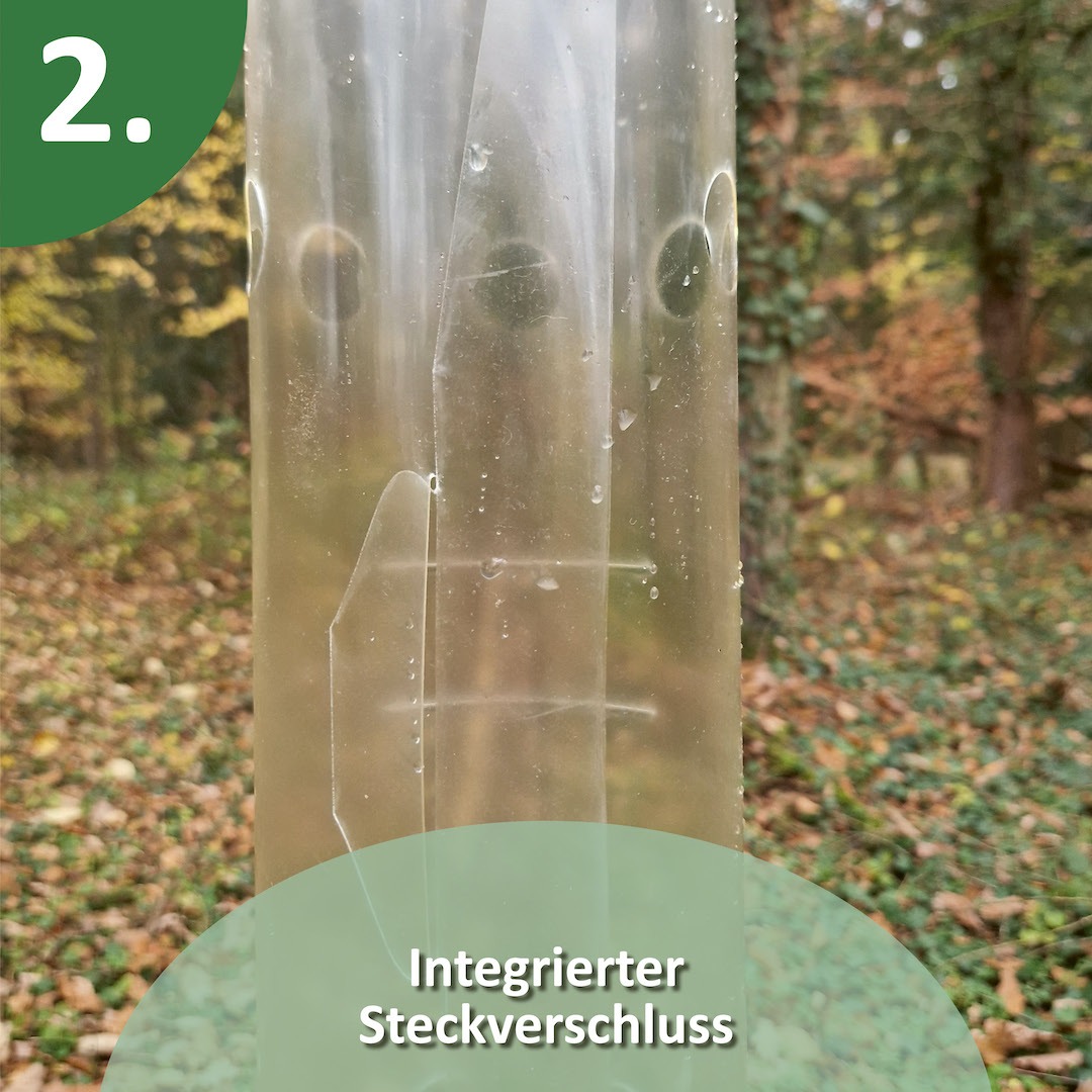 Biologisch abbaubare Baumschutzhülle aus Biokunststoff mit integriertem Steckverschluss