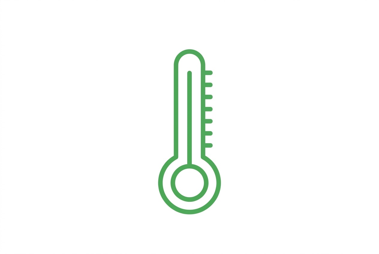 Green thermometer icon representing temperature measurement